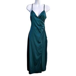 Inspired Hearts Green Gown Size S Slip Dress Sleeveless Wrap Y2K Event Party